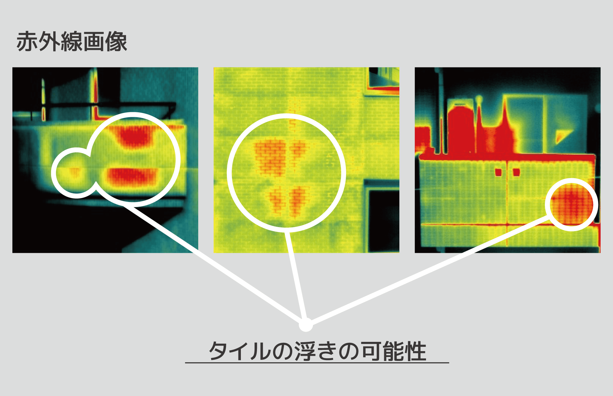 可視画像 × 赤外線画像─タイルの浮き・剥離面の検出